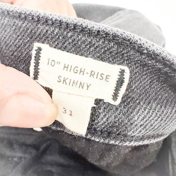 Madewell 10" High-Rise Skinny Denim Jeans Vintage Charcoal Wash Size 31 - Picture 6 of 9